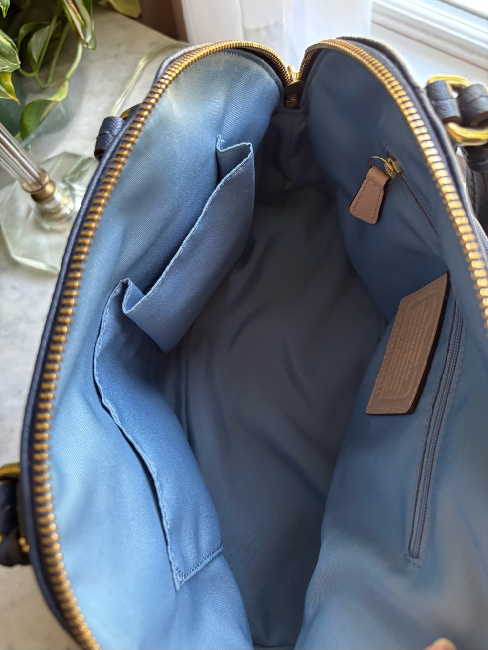 Coach Leather Dome Satchel Handbag in Navy - Picture 7 of 10